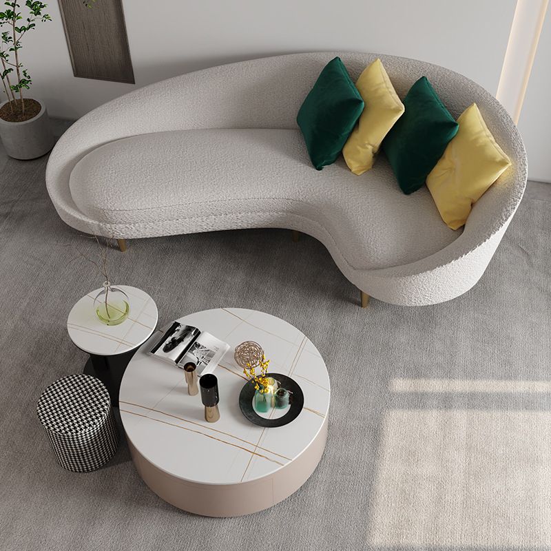 Fabric Curved Sofa Contemporary Sloped Arm Sofa with Four Pillows