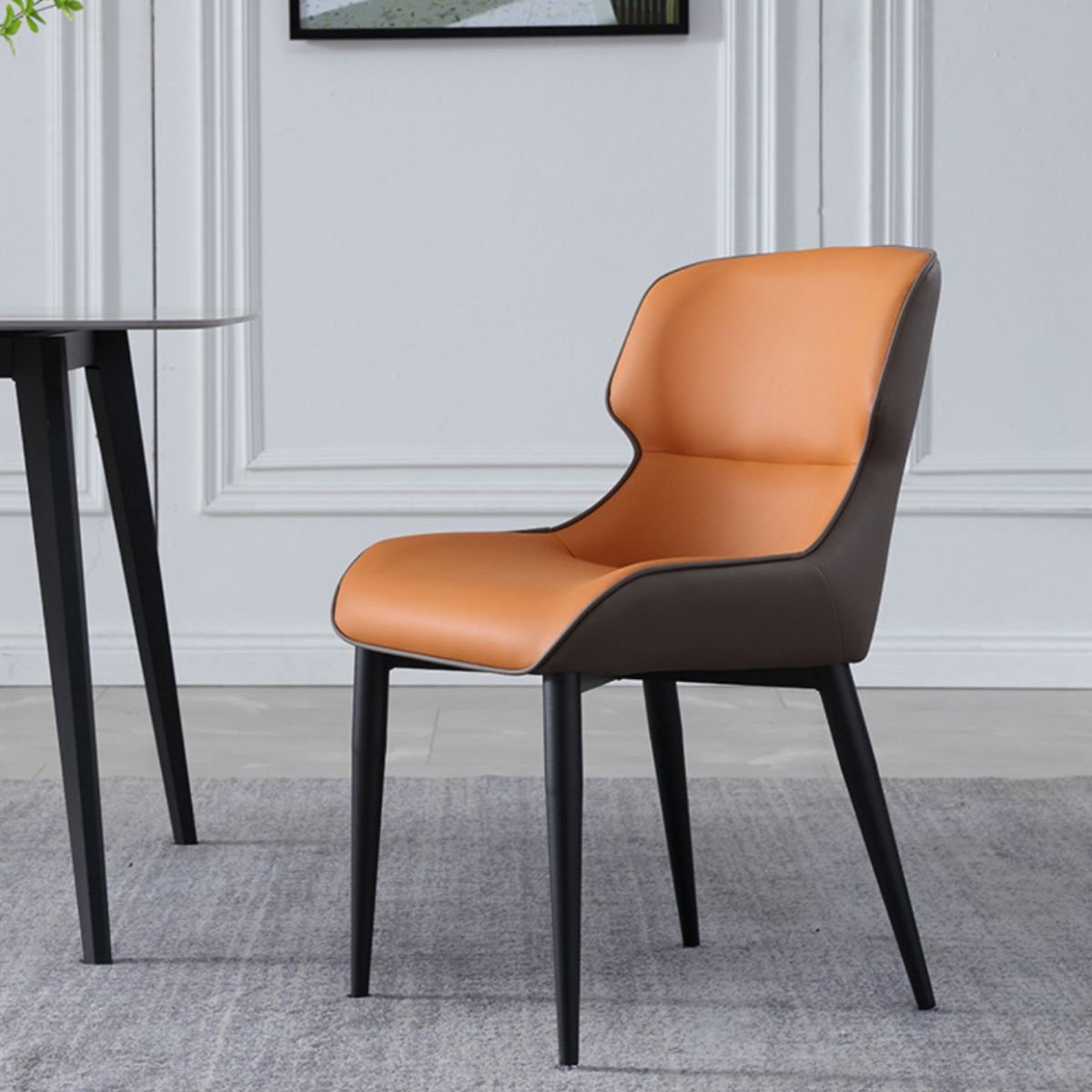 Industrial Design Wingback Parsons Chairs Leather Dining Side Chair