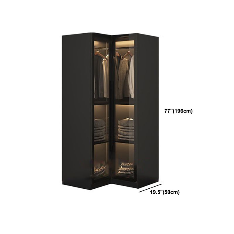 Modern Style Wardrobe Black Colour Glass Wardrobe Closet for Bedroom