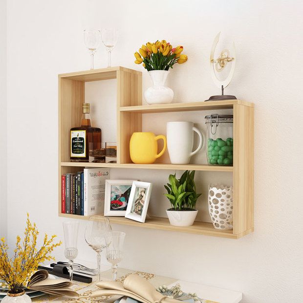 Wall Mounted Bookshelf Scandinavian Style Bookcase for Home and Study Room