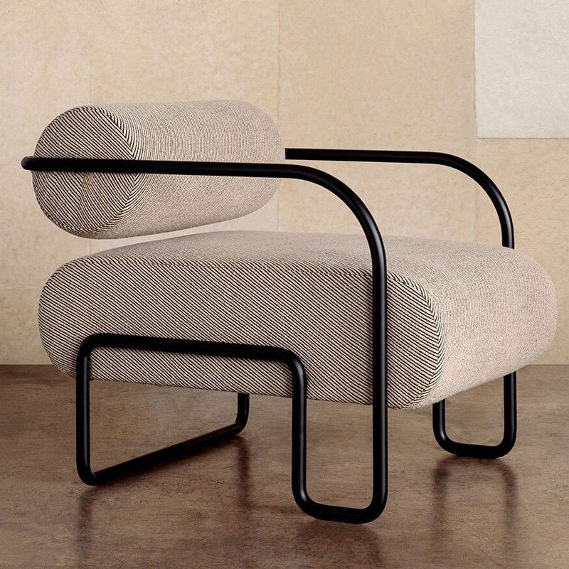 Industrial Style 26"Wide Fixed Back Metal Base Sponge Arm Chair