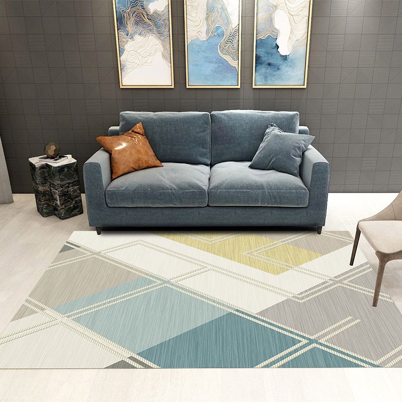 Beige Modern Carpet Geometric Polyester Carpet Washable Carpet for Drawing Room