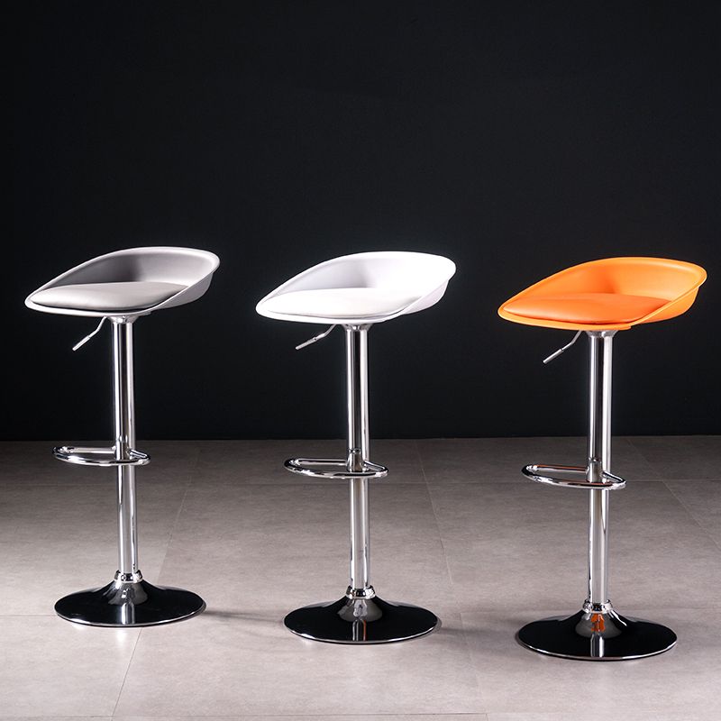Modern Style Low Back Upholstered Adjustable Bar Stool with Metal Legs