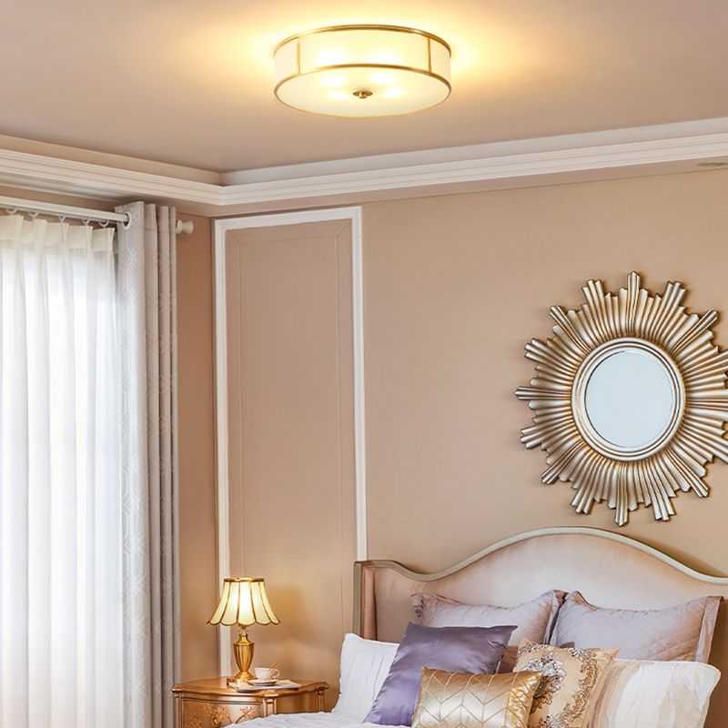 Plafonnier encastré en verre, éclairage de plafond classique pour salle à manger en or