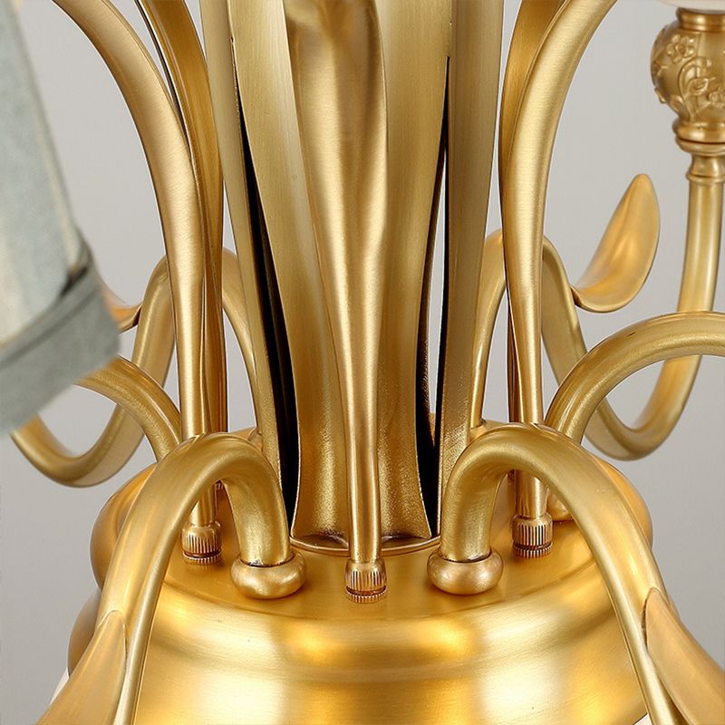 Cone Chandelier Light Fixture Traditional Pleated Fabric Shade Pendant Lighting for Restaurant