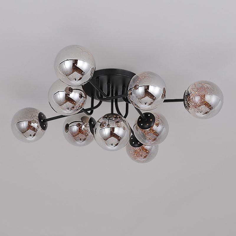 Plafonnier LED de forme radiale, montage encastré en fer moderne pour le salon