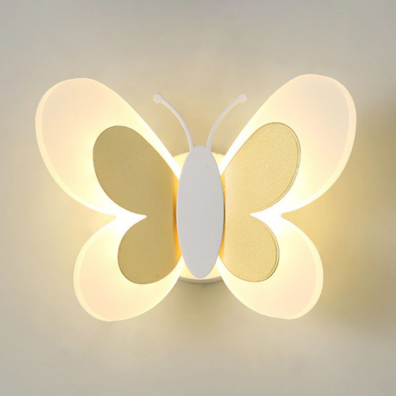 Decorative Butterfly Sconce Light Acrylic Childrens Bedroom LED Wall Mounted Lamp