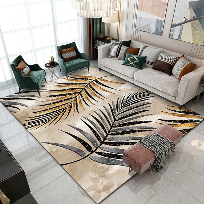 Minimalist Indoor Rug Modern Plant Pattern Carpet Polyester Stain Resistant Area Rug for Living Room