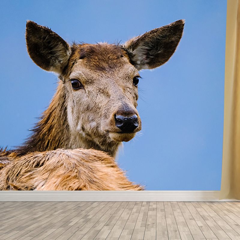Cute Deer Animal Moisture Resistant Bedroom Wall Covering, Customized Size