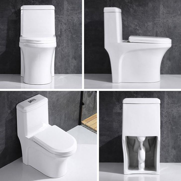 Traditional One Piece Toilet Floor Mounted White Toilet Bowl with Seat for Washroom