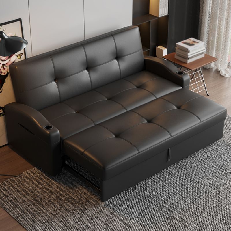 Scandinavian Convertible Sofas Black Tufted Back Sleeper Sofa
