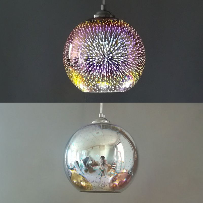 1 pellicule pendentif en verre clair Louteurs de feux d'artifice 3D modernes suspendus suspendus pour salle à manger