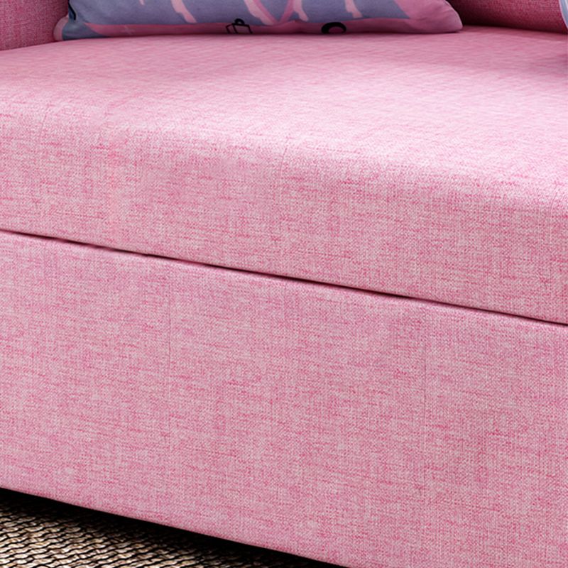 Pink Metal Daybed with Upholstered Contemporary Convertible Kids Bed
