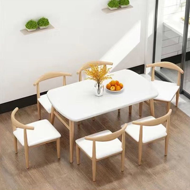 Rectangular Solid Wood Dining Table Modern Furniture with 4 Legs in Matte Finish