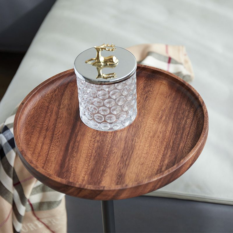 27.55" Tall Tray Top Side Table Contemporary Round End Table Stand