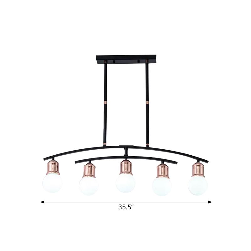 Simple Style Bare Bulb Linear Chandelier Metal 5/7 Lights Black/White Finish Island Light