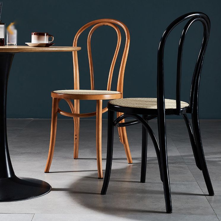 Silla sin brazos de comedor de madera tradicional, silla lateral de comedor individual con respaldo abierto para uso doméstico