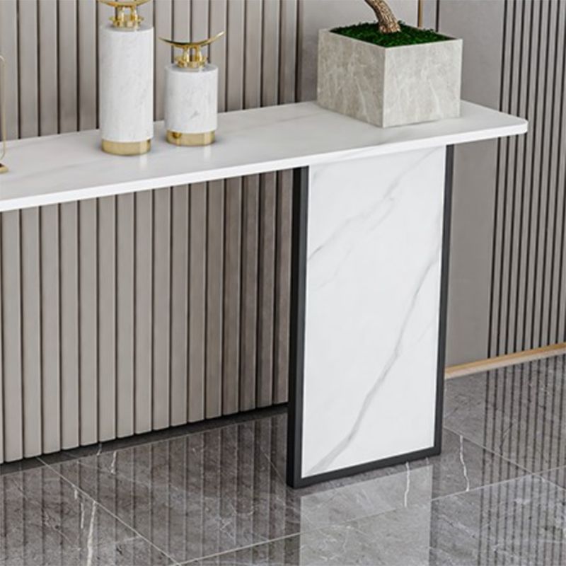 Iron Base Accent Table with Rectangle Stone Top for Hall Console Table