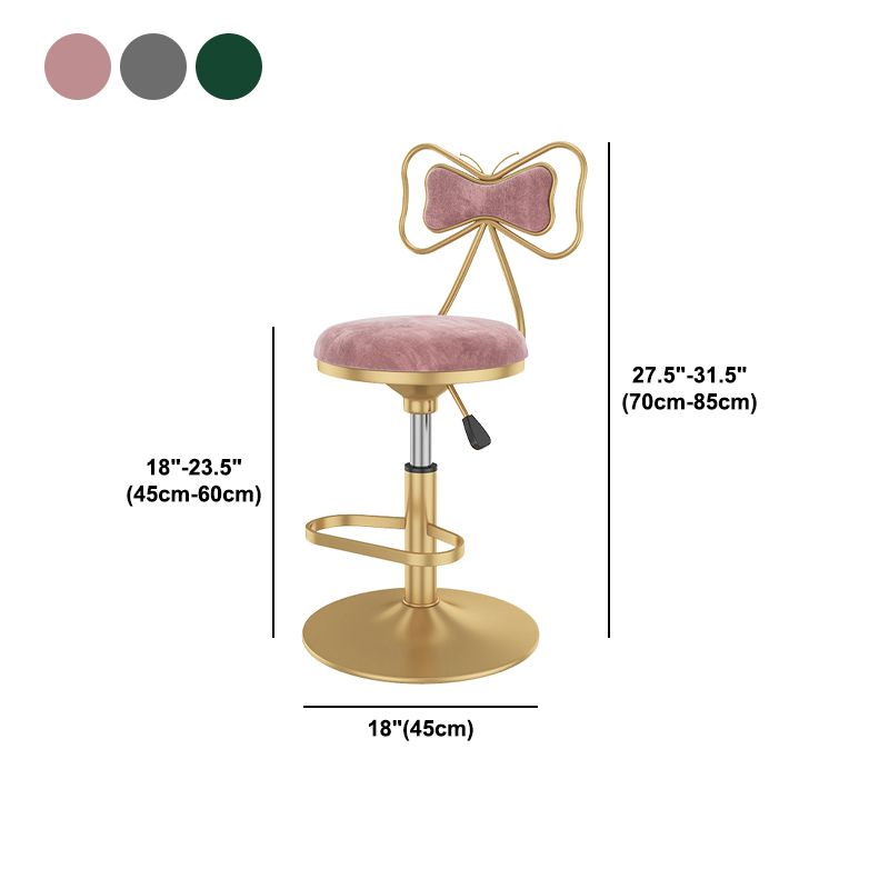 Glam Rotatable Backrest Counter Stool Steel Kitchen Bar Stool with Cushion and Pedal