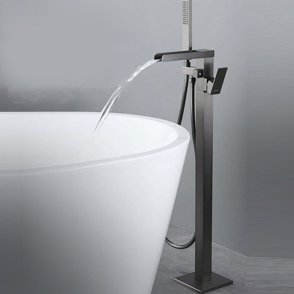 Floor Mounted Metal Freestanding Tub Filler Single Handle Waterfall Freestanding Faucet