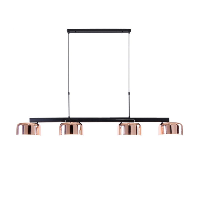 Linear Shape Pendant Light Modern Style Metal 4 Lights Island Lamps in Gold