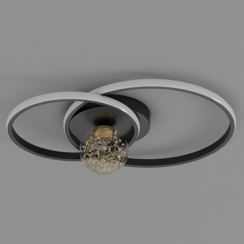 Plafonnier encastré multi-lumières à abat-jour rond de style moderne, noir