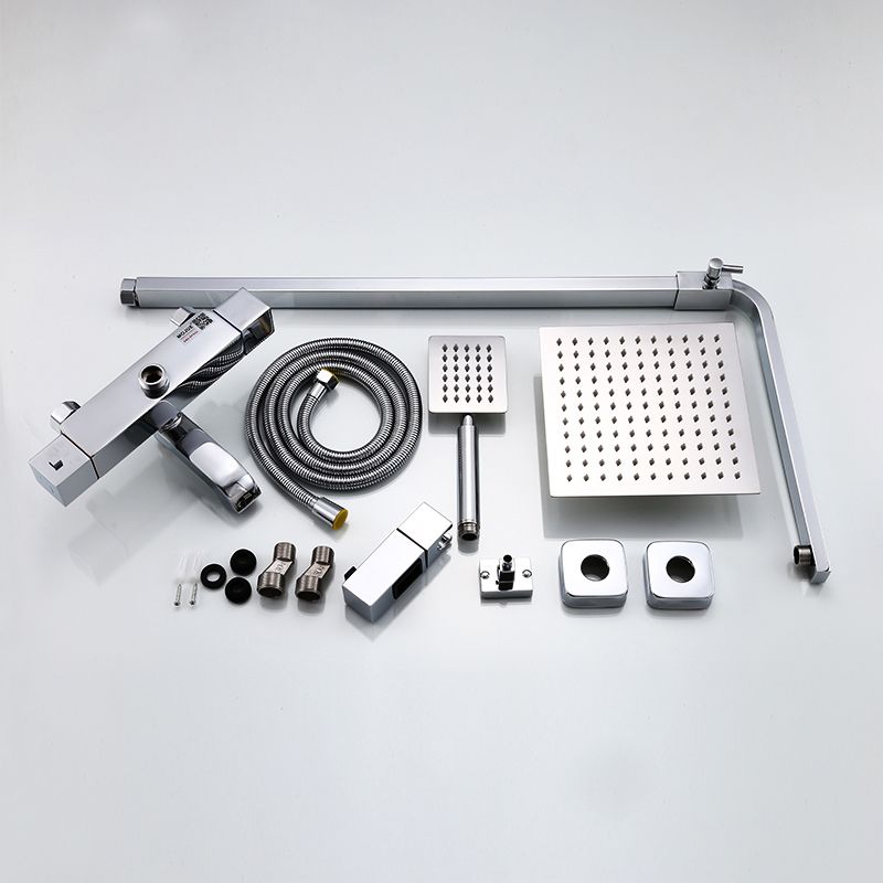 Modern Shower System Slide Bar Dual Shower Head Thermostatic Wall Mounted Shower Set