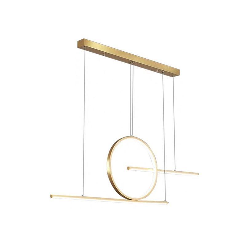 3-Light Ceiling Island Light Modern Style Linear Shape Metal Pendant Lighting