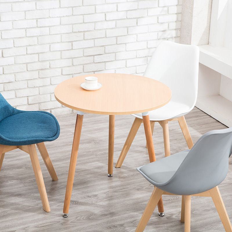 Round Wood Top End Table Contemporary Tripod Sofa Side End Table in Natural/White