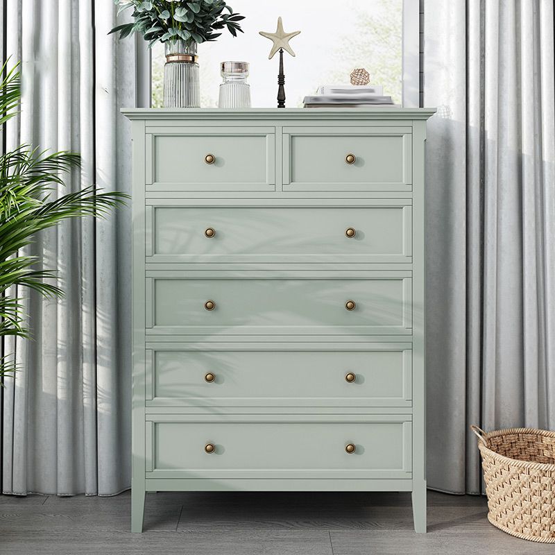 Green Scandinavian Wood Storage Chest with Soft-Close Drawers for Home