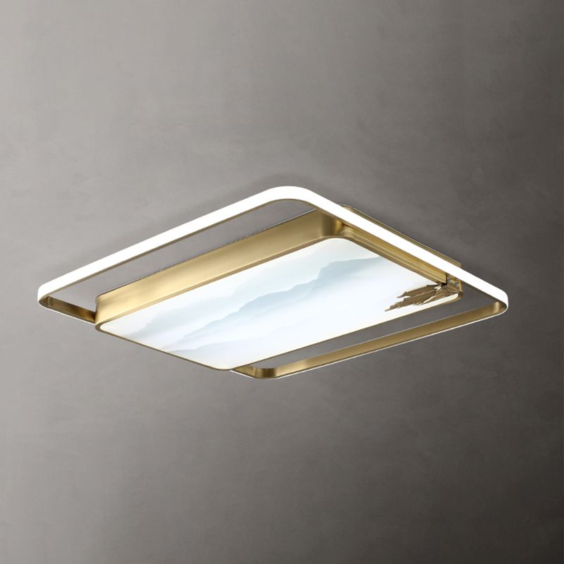 Plafonniers en forme de géométrie Plafonniers modernes à 2 lumières en métal doré