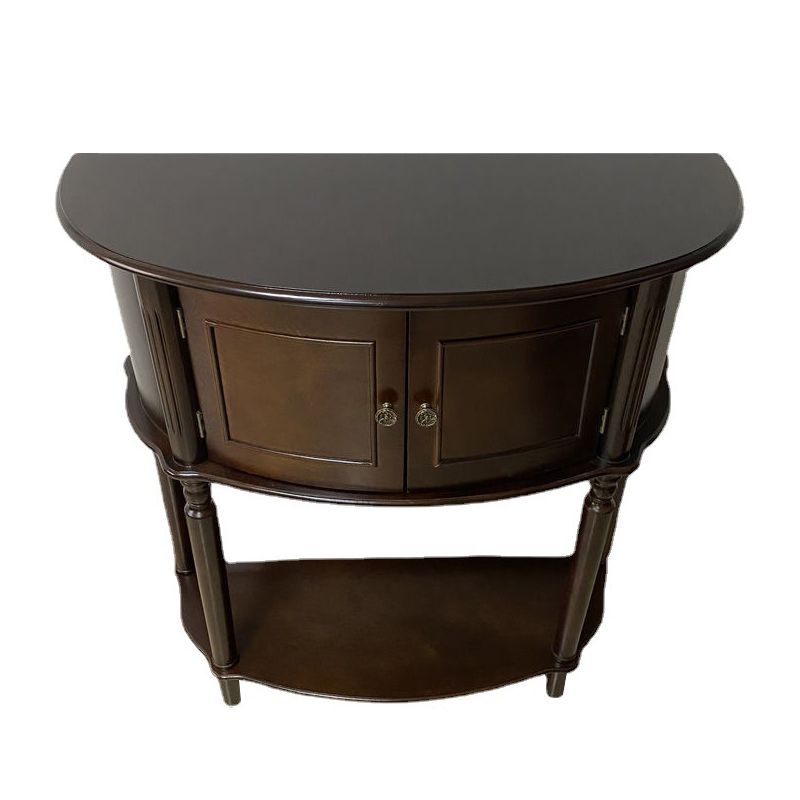 Mid-Century Modern Wooden End Table Half Moon Accent Table for Hall
