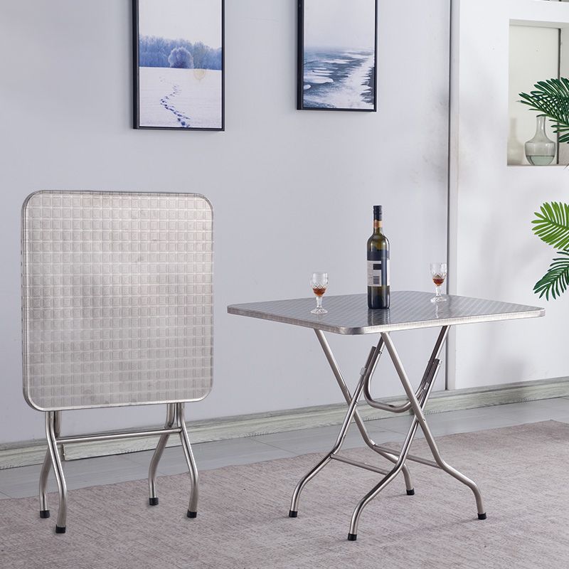 Industrial Style Dining Table Square Stainless Steel Folding Dining Table for Home Use