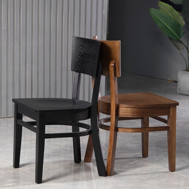 Silla lateral de comedor con respaldo abierto de estilo industrial, sillas laterales de madera sin brazos con patas