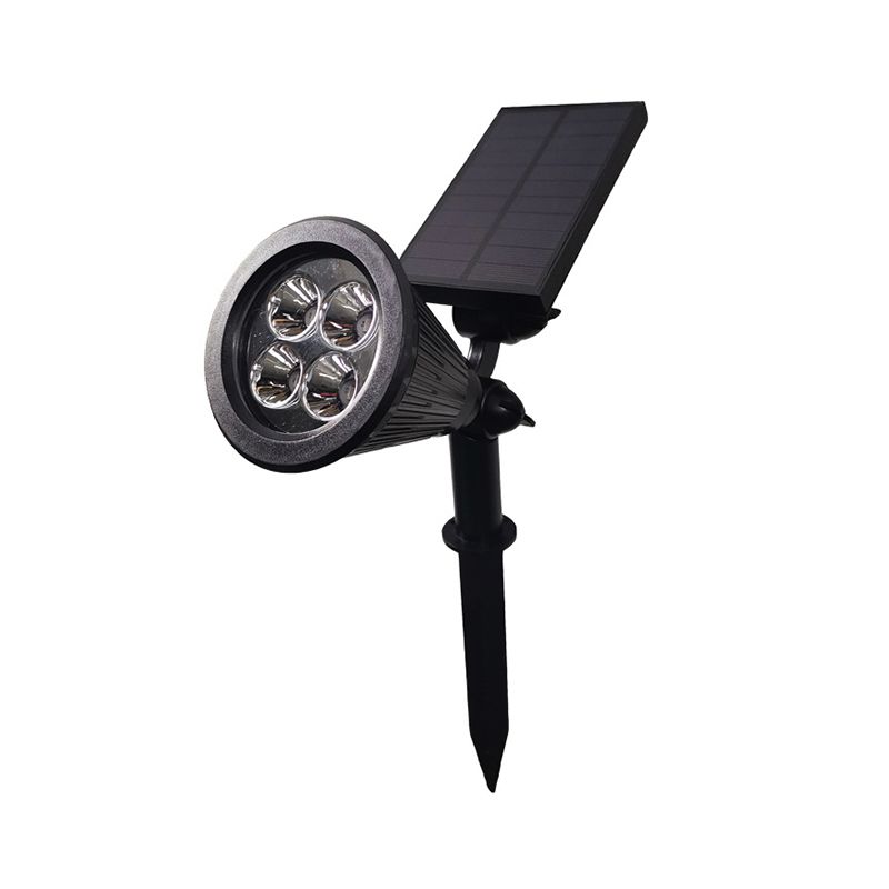 10 Pcs Conical Shape Courtyard LED Stake Spotlight Plastic Modern Solar Lawn Lighting in Black