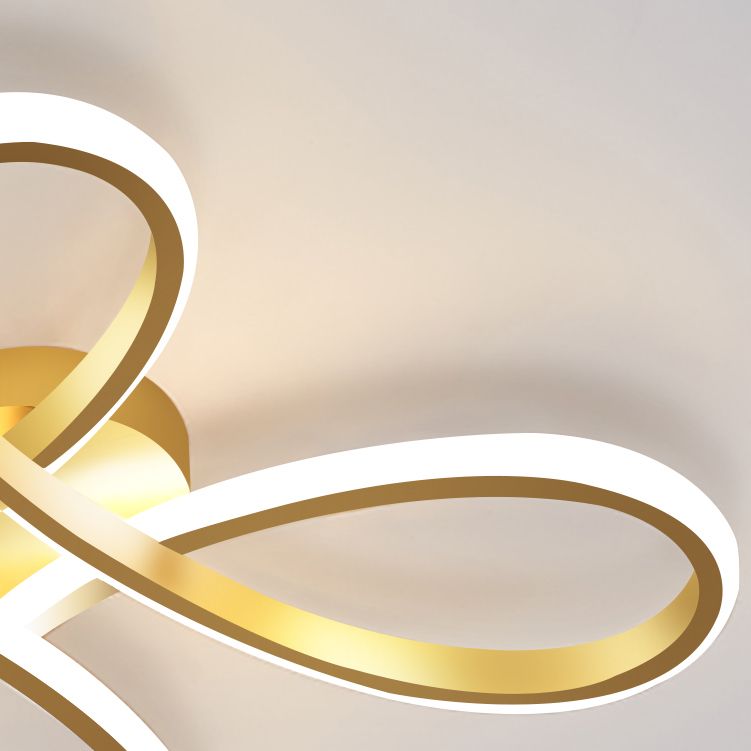 Metal Floral Ceiling Mounted Fixture Simple Style Ceiling Flush in Gold