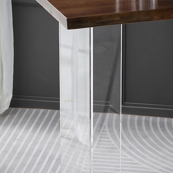 1/2/3/5Pieces Modern Rectangle Pub Table Set Wooden Counter Table with Acrylic Stools