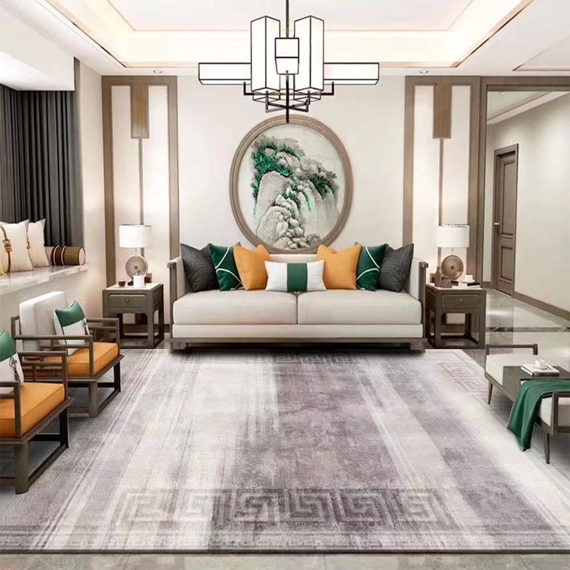 Gray Casual Carpet Polyester Pattern Carpet Non-Slip Backing Carpet for Home Decor