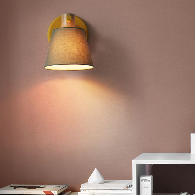 Cone Wall Wall Mount Light Fixture Modern Style Fabric Bedroom Wall Lighting Fixture