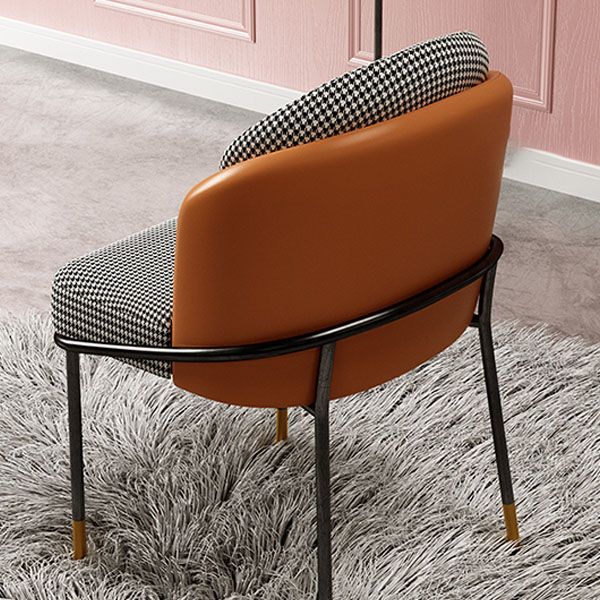 Glam Metal Dining Armless Chair Upholstered Side Chairs for Restaurant Use