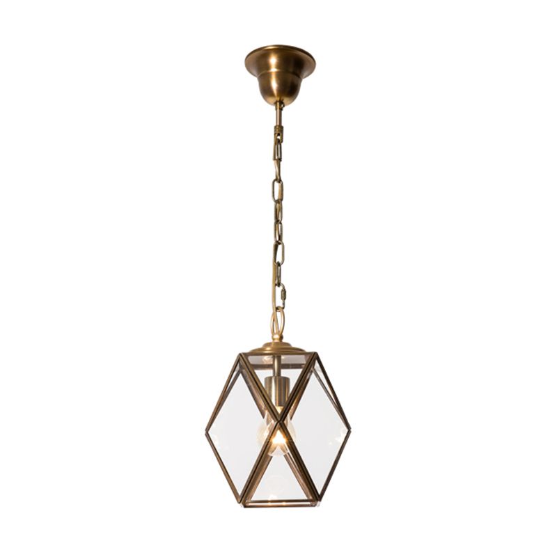 Polished Brass Metal Modern & Contemporary Pendant Lighting Single Geometric Ceiling Light with Adjustable Height