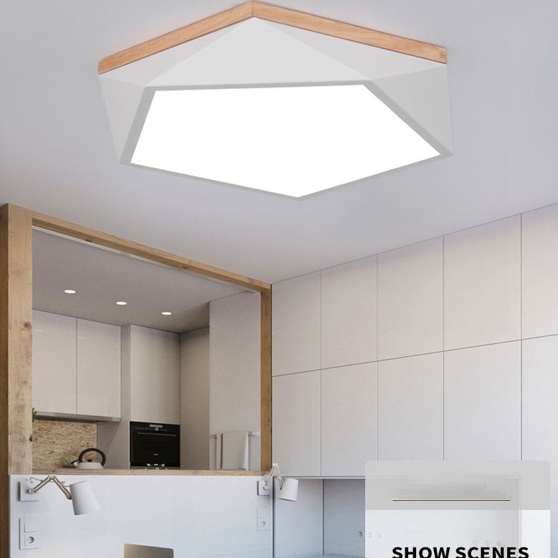 Moderne minimaliste LED géométrique Flush Mount Wrought Iron Ceiling Light with Acrylic Shade