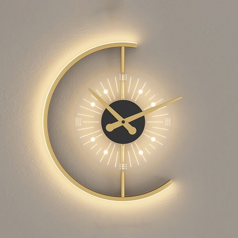 Modern Clock Shape Wall Light Fixtures Metal Wall Light Sconces for Living Room