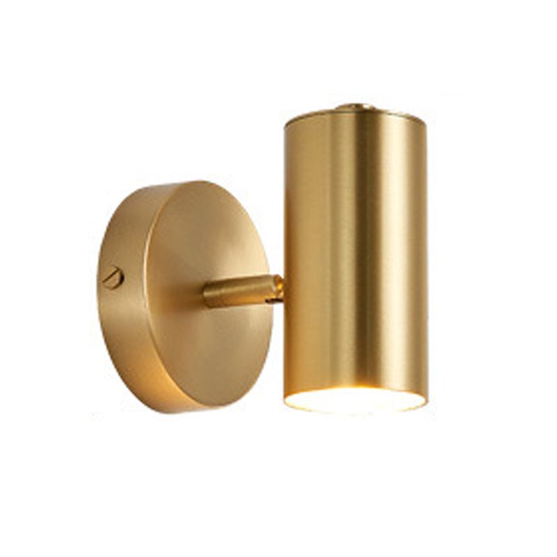 Modern Metal Wall Sconce Cylinder Shape Vanity Lamp with Copper Shade for Bathroom