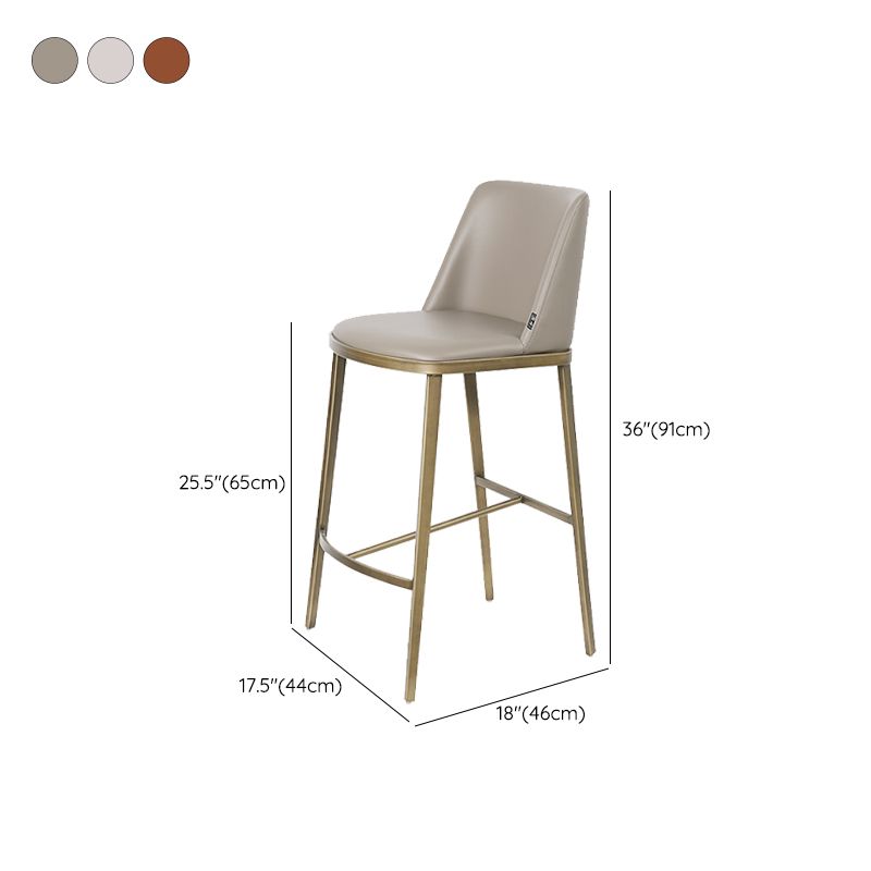 Glam Leather Bar Stool Backrest Gold Frame Counter Stool for Bristol