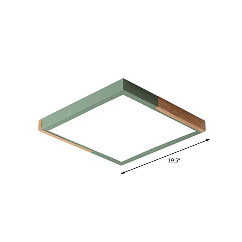 Gesplitst vierkant inbouwlicht Scandinavisch metaal Groen/wit/zwart-hout LED-plafondverlichting in wit/warm/3 kleuren licht, 16"/19,5" breed