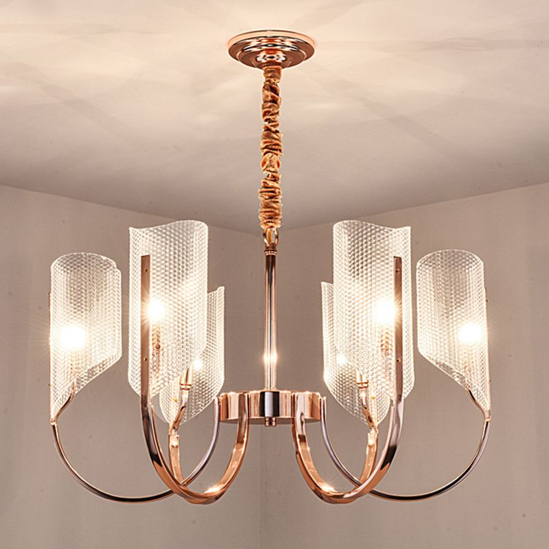 Lampadario in stile post-moderno in oro rosa con angolo regolabile a braccio diamante texture acrilica Acclami di illuminazione per soggiorno per soggiorno