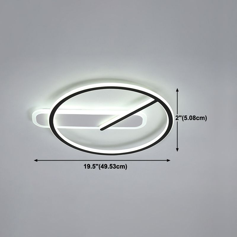 Zeitgenössische Flush-Leuchten Taktförmige 2 leichte Metallspüschmontagelampen in Schwarz