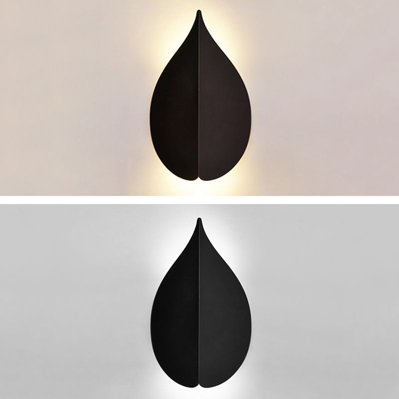 Modern Minimalist Style Leaf-shaped Flush Mount Wall Sconce Metal Wall Mount Light Fixture for Bedroom