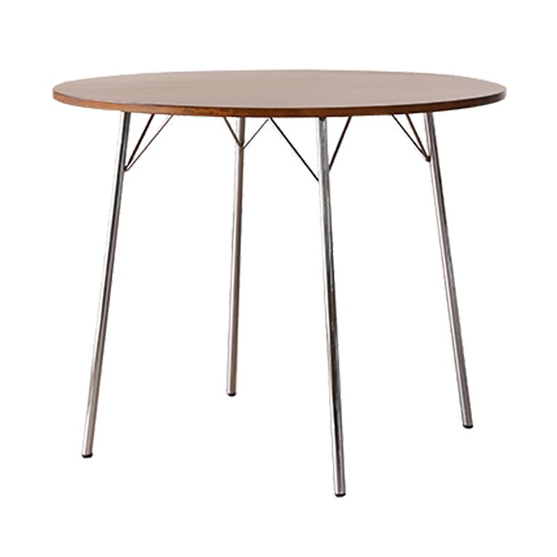 Tavolo da pranzo rotondo contemporaneo Tavolo in legno massiccio con 4 gambe in metallo per la cena in cucina